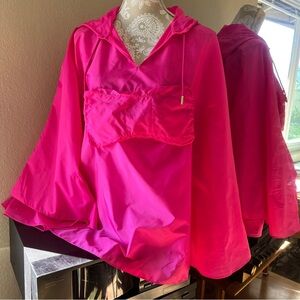 Kate Spade Fuchsia Pancho Rain Jacket with Gold Zipper